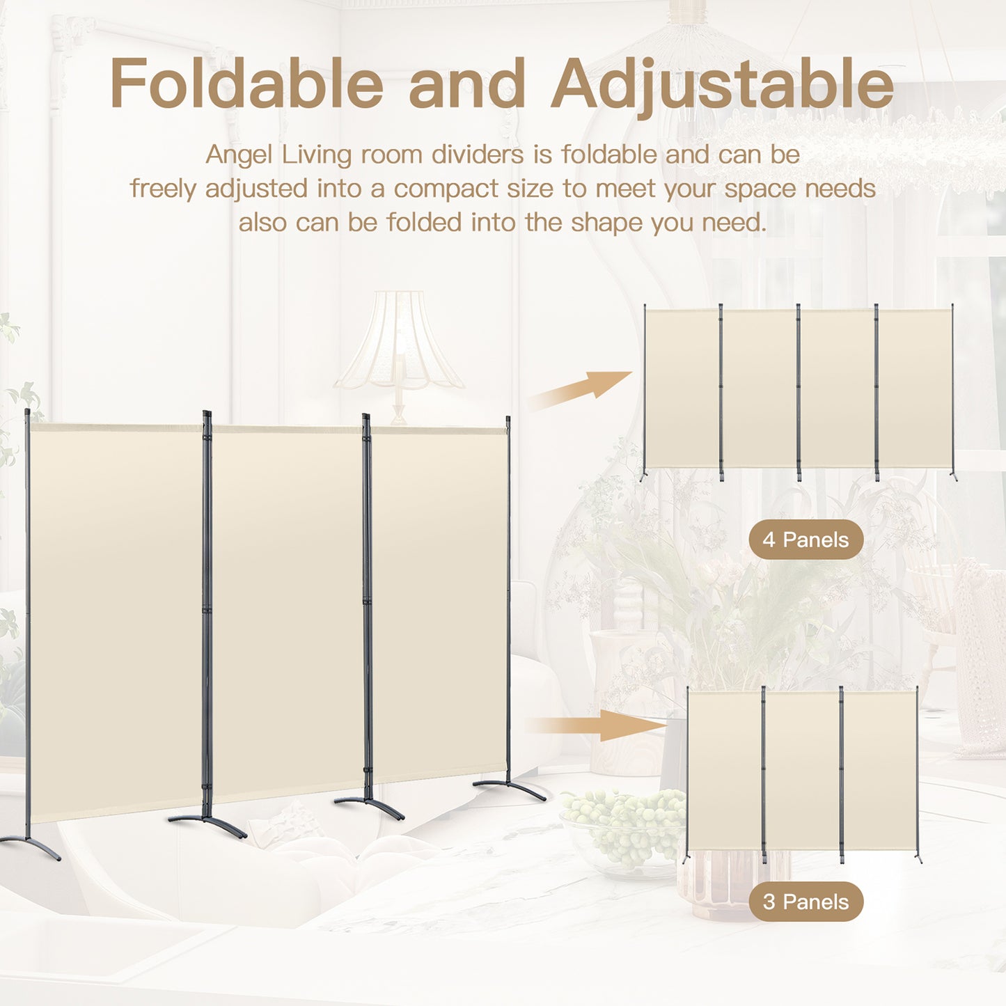 MUHENWE 3 Panels Folding Room Divider 258 x 180cm