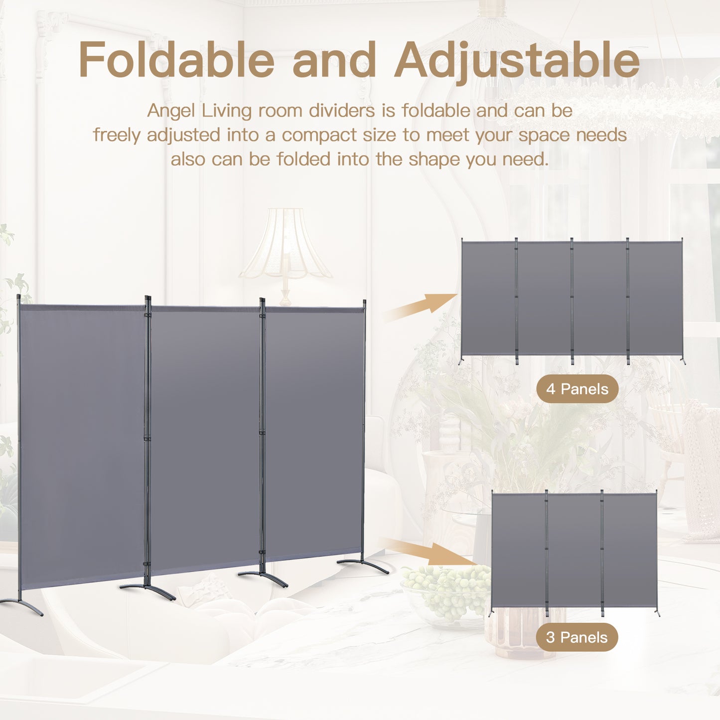 MUHENWE 3 Panels Folding Room Divider 258 x 180cm