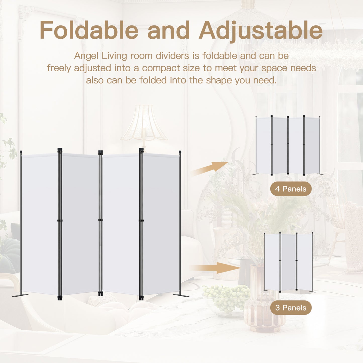 MUHENWE Foldable Room Divider 3 Panels White