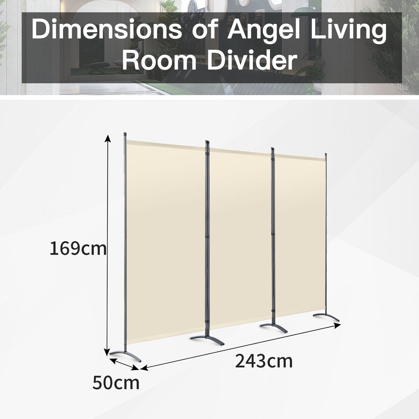 MUHENWE 3 Panels Folding Room Divider 258 x 180cm