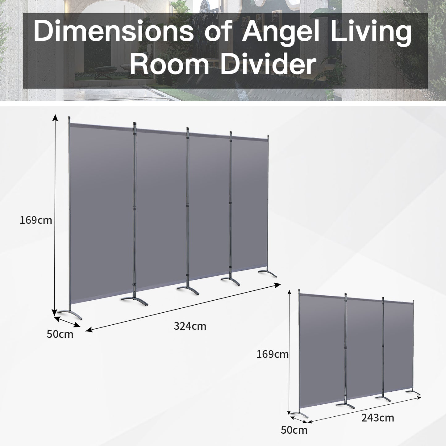 MUHENWE 3 Panels Folding Room Divider 258 x 180cm